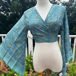 Paisley Wrap Top - Blue